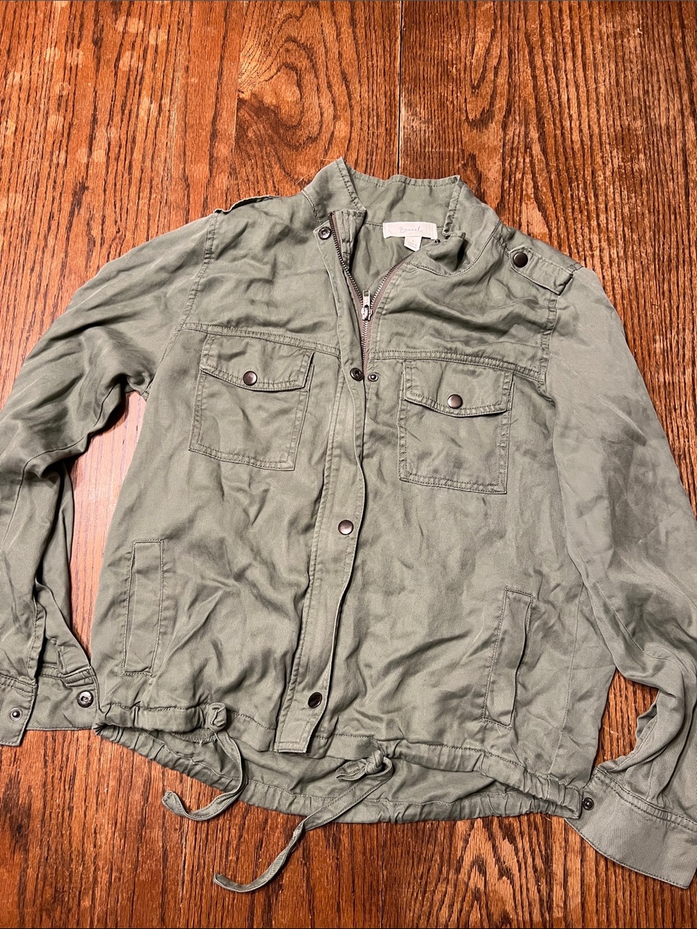 BE COOL Olive Green Military Utility Jacket with Drawstring Hem